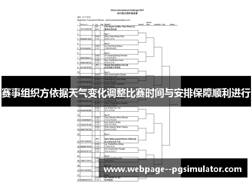 赛事组织方依据天气变化调整比赛时间与安排保障顺利进行