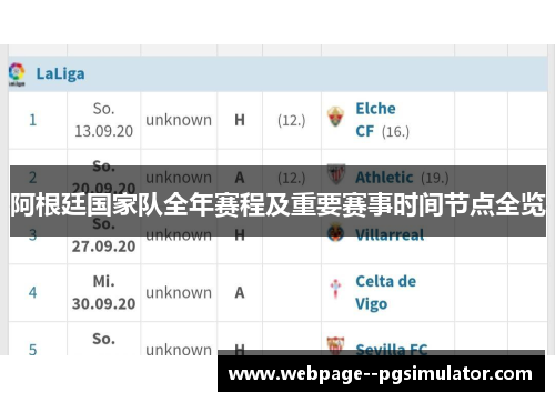 阿根廷国家队全年赛程及重要赛事时间节点全览